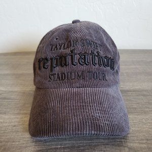 Taylor Swift Reputation Stadium Tour Corduroy Strapback Hat Cap Grey 100% Cotton